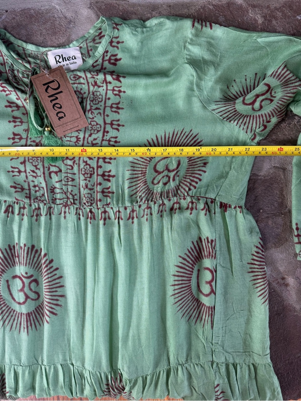 Rhea Om Mint Green Printed Boho Flowy Maxi Dress - Picture 5 of 7